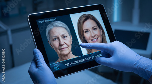 Doctor planning anti aging skin treatment on tablet