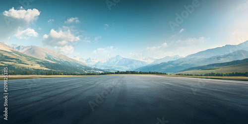 Wide-angle ground with a clear sky and mountainous background.