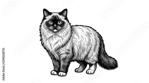 Cuadro en lienzo Detailed illustration of a cat standing.