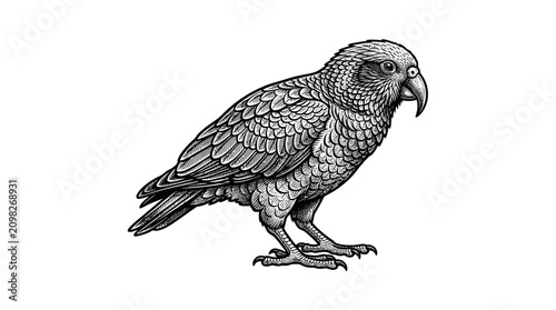 Bild auf Leinwand Detailed illustration of a parrot bird.