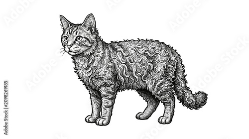 Cuadro en lienzo Detailed illustration of a standing cat.
