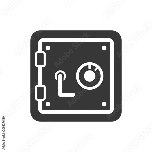 Bank vault safe with combination lock and handle vector illustration