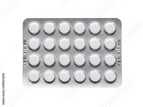 Sketch drawing of a pack of white round medical pills in a blister isolated on transparent background