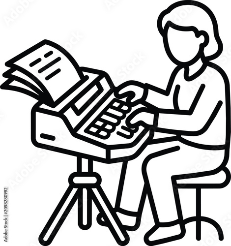 Cuadro en lienzo Court reporter operating stenotype machine