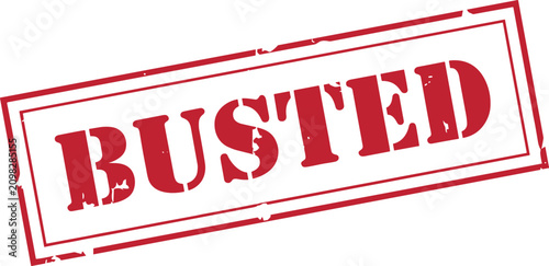 Photos Red grunge rubber stamp with text busted imprinted on white background