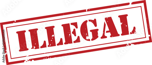 Red illegal rubber stamp icon isolated on white background