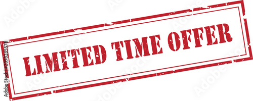 Red rectangular limited time offer stamp isolated on white background