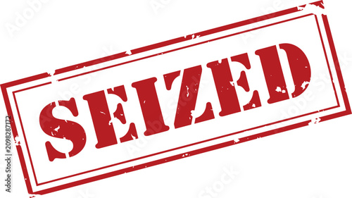 Foto Seized red rubber stamp imprint isolated on white