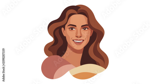 Smiling woman holding a slice of pizza with a relaxed and happy expression Vector