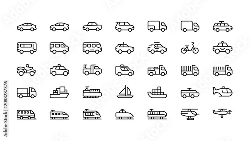 Set of sixteen flat design delivery truck icons in various colors and styles Vector
