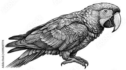 Fényképezés Detailed illustration of a parrot bird.