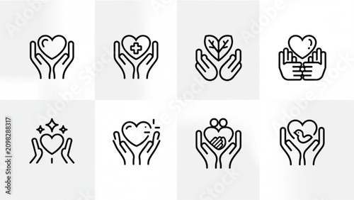 Set of twelve minimalist office and communication icons with different styles Vector