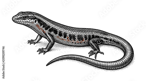 Schilderij op canvas Detailed illustration of a lizard creature.