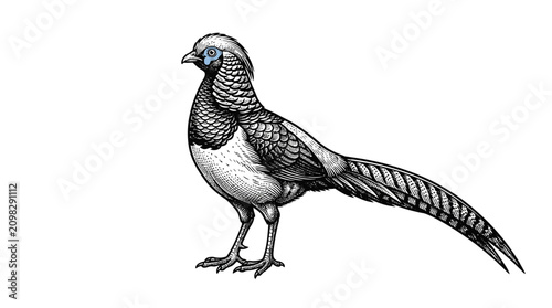 Photography Pheasant Bird Standing Alone Profile View.