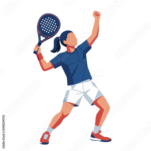 Female Padel Player Serving Ball During Competitive Sports Match 