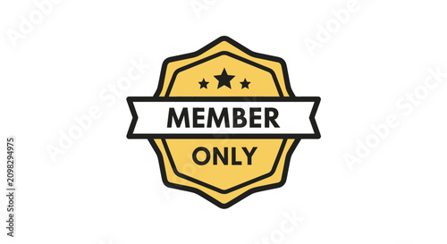 Gold member only badge with black banner.