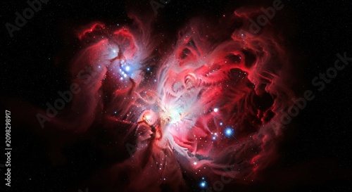 Vibrant cosmic nebula with glowing stars in deep outer space