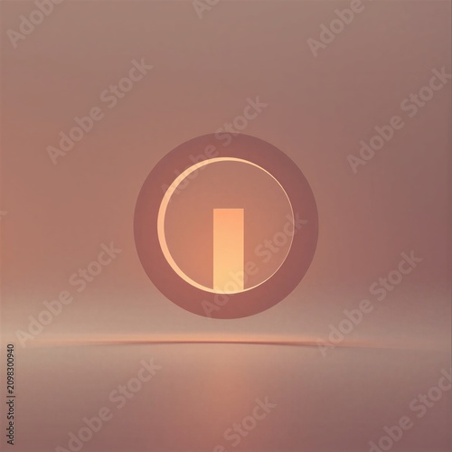 Minimalist 3D power button icon glowing on soft pink background