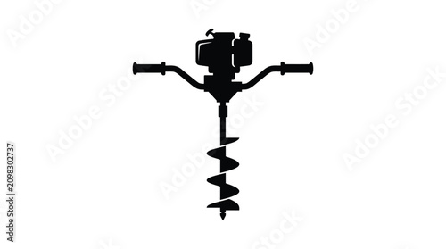 Konstfotografi Ice auger with drill bit and handlebar grips black silhouette fishing tool