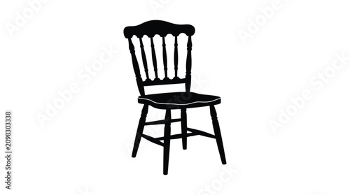 фотографія Black silhouette of a wooden chair with a curved backrest and four legs silhouet