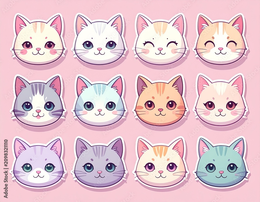Fototapeta premium Dog and cat cute stickers