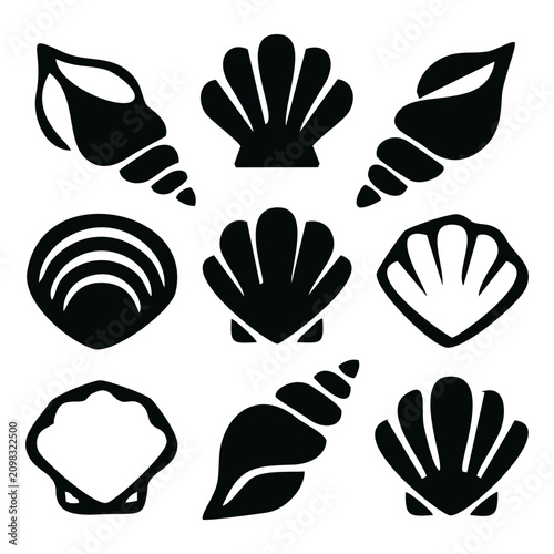 kerang icon in a modern minimalist vector style, featuring simple lines and shapes, optimized for technology and web development applications