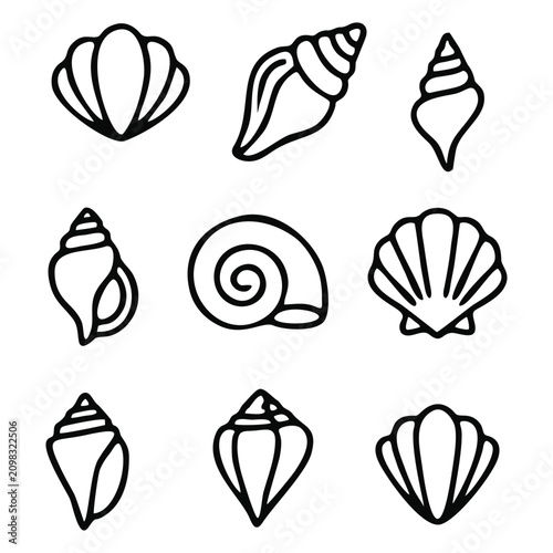 kerang icon in a minimalist vector style, symbolizing seafood and marine life in a simple, modern eps format, set against a clean background