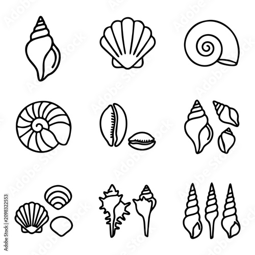 kerang icon in a modern minimalist vector style, set against a simple background with clean lines and basic shapes, commonly used in seafood restaurant logos