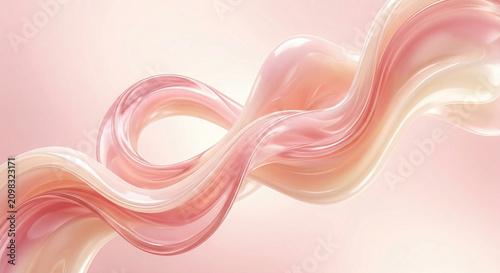 Soft pink and peach abstract swirling liquid wave design