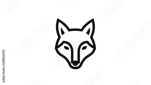 Tableau sur toile Minimalist black line art fox head illustration