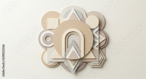 Geometric shapes abstract composition with beige tones