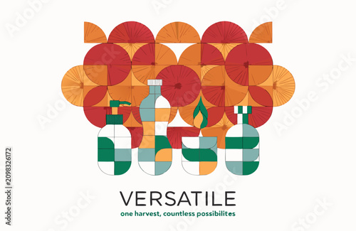 фотографія Stylized abstract vector illustration of assorted bottles and containers over ci