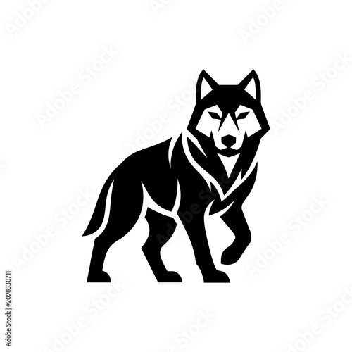 Billede på lærred Stylized Black Wolf Silhouette Standing Proudly.