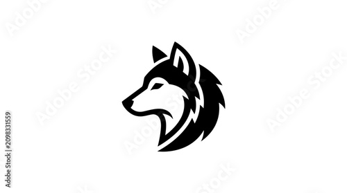 Foto Stylized Wolf Head Silhouette Logo Design.
