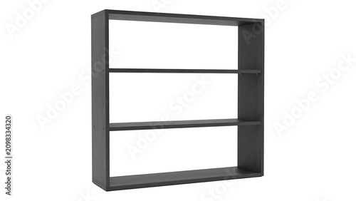 Minimalist empty wooden bookcase with three shelves bookshelf furniture