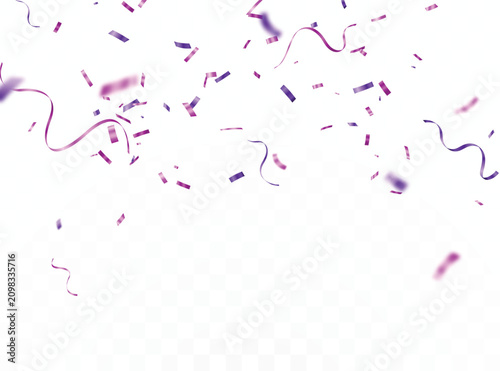 Pink and purple celebration confetti with blurred motion, party and ads element design or backgrounds