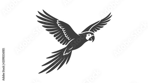 Cuadro en lienzo Black and white parrot in flight.
