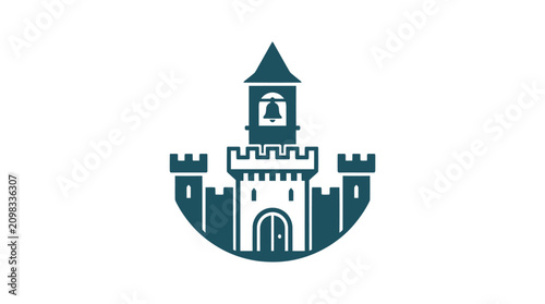 Schilderij op canvas castle tower with battlements and gate.