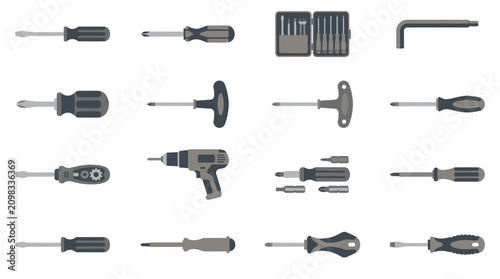 Quadro su tela Collection of various screwdrivers and tools.