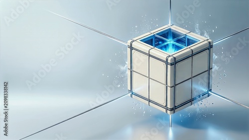 Subzero Quantum Mainframe Cube with Cold Blue Energy Core