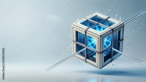 Subzero Quantum Mainframe Cube with Cold Blue Energy Core