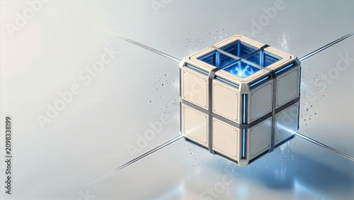 Subzero Quantum Mainframe Cube with Cold Blue Energy Core