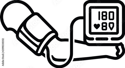 Bild auf Leinwand Digital blood pressure monitor measuring hypertension on an arm