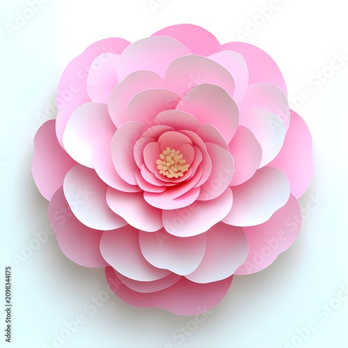 Pink Paper Flower, Layered Paper Craft