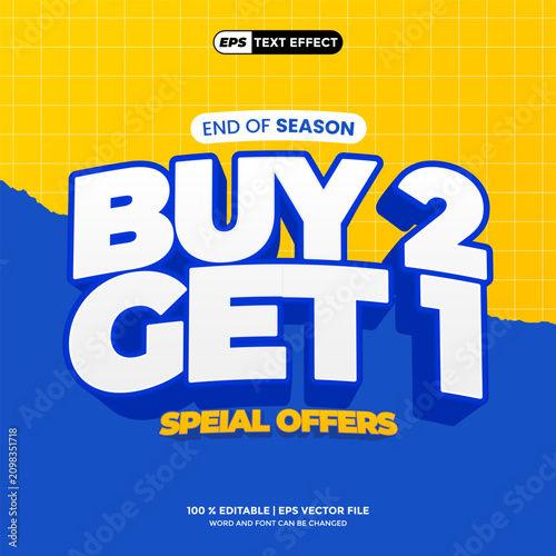 3D Text Effect Template Design Buy 1 Get 1 Vector EPS