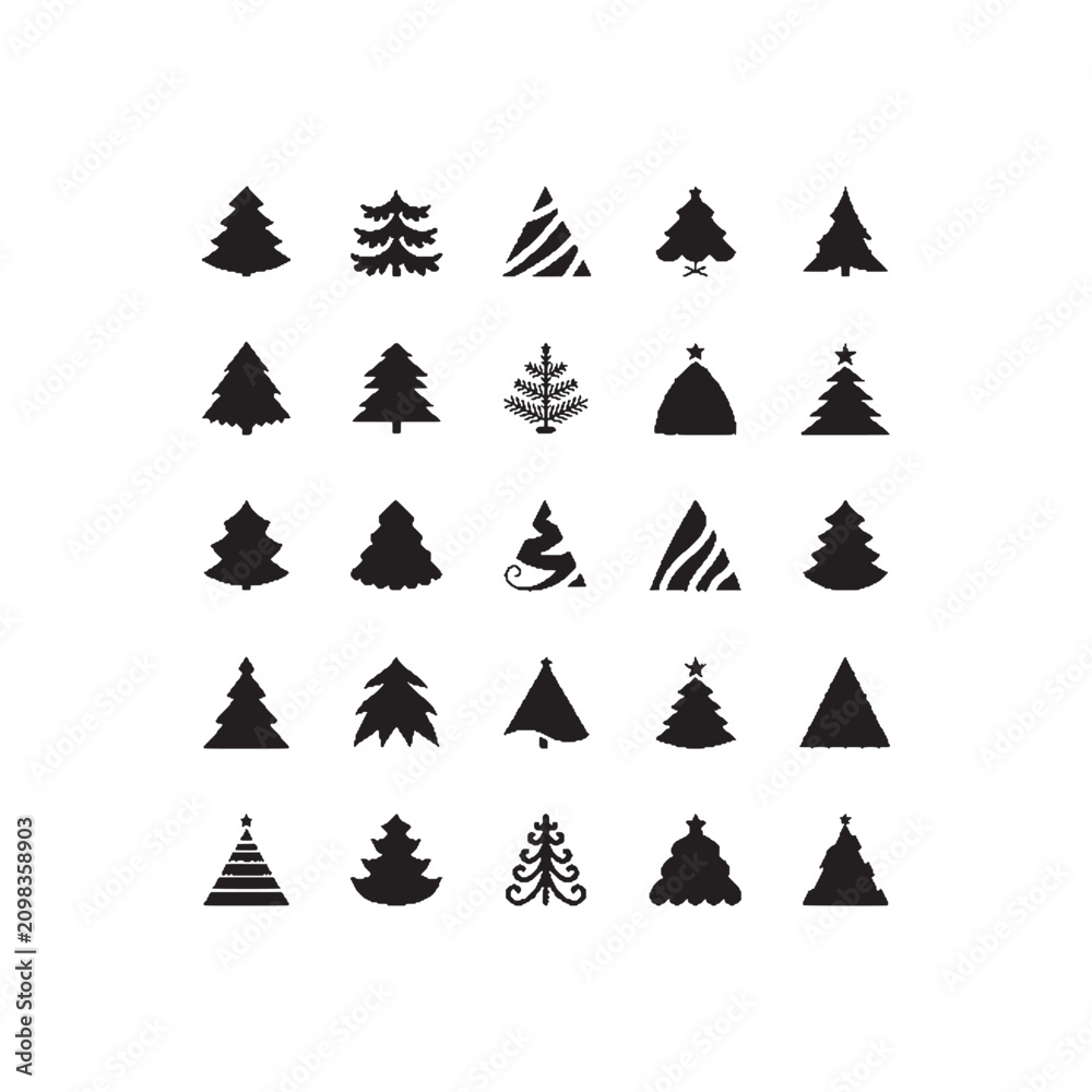Obraz premium Christmas Tree Silhouettes