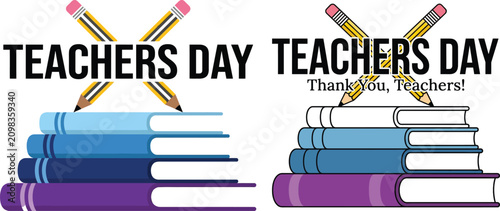 Teachers day appreciation books pencils and gratitude educational celebration design