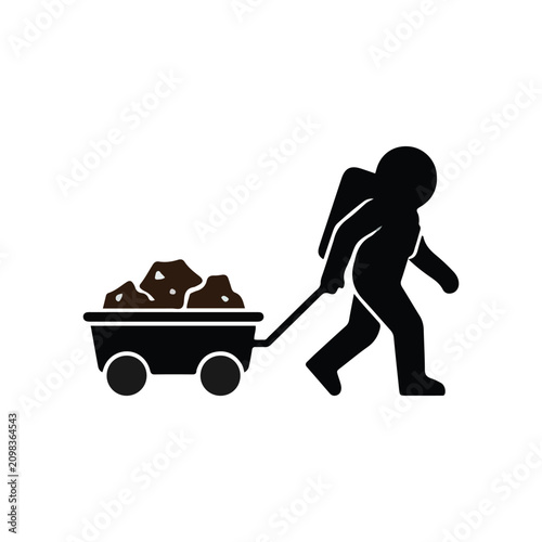Foto Astronaut Pulling Wagon Filled with Moon Rocks