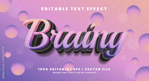Foto brainy 3d vector text effect. with modern style design