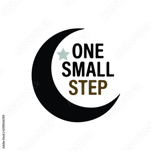 Fotografi One Small Step Quote Typography with Crescent Moon